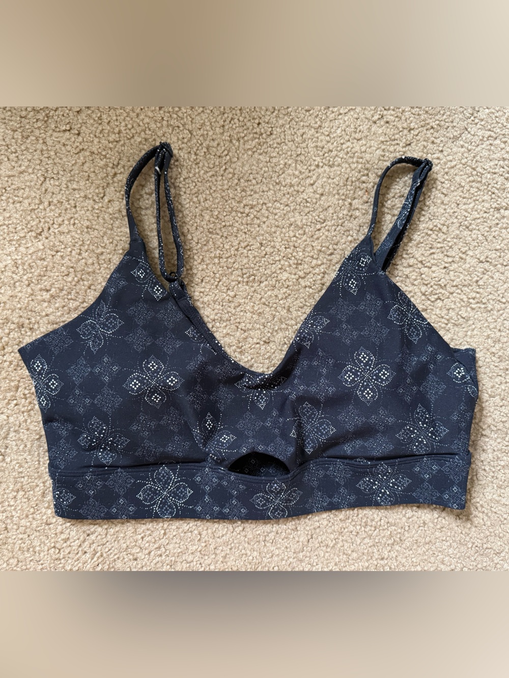 Black Sports Bra Bandanna Keyhole Top